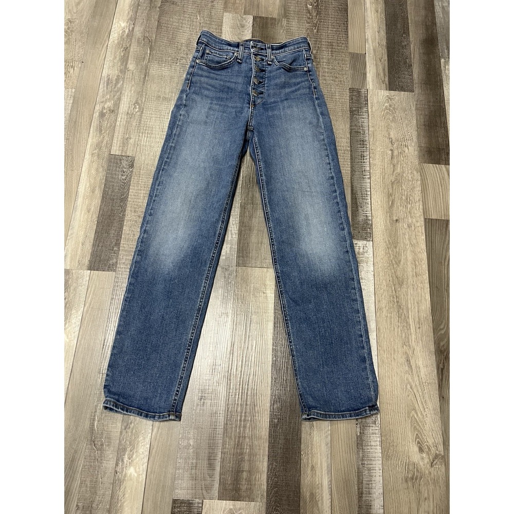 rag & bone Straight Leg Jeans in Medium Blue Denim